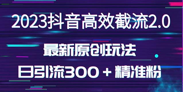 日引300+创业粉,独家抖音高效截流2.0玩法(价值1280)-第一资源库