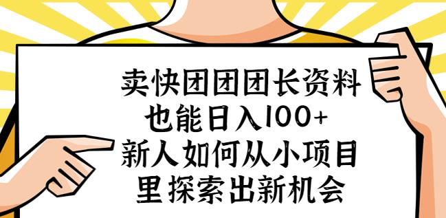 卖快团团团长资料也能日入100+新人如何从小项目里探索出新机会-第一资源库