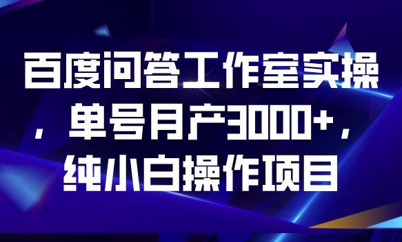 百度问答工作室实操,单号月产3000+,纯小白操作项目【揭秘】-第一资源库