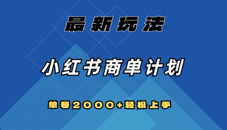 全网首发,小红书商单计划最新玩法,单号2000+可扩大可复制【揭秘】-第一资源库