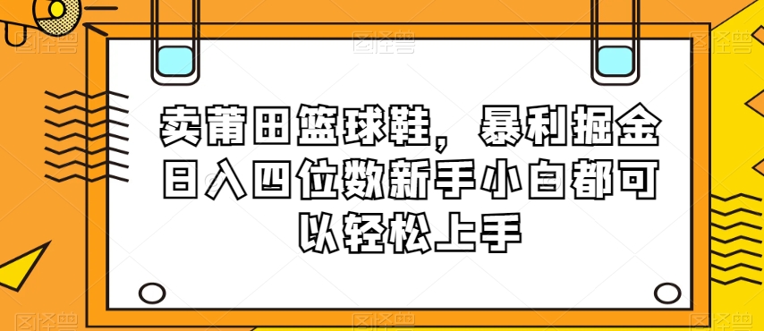 卖莆田篮球鞋,暴利掘金日入四位数新手小白都可以轻松上手【揭秘】-第一资源库
