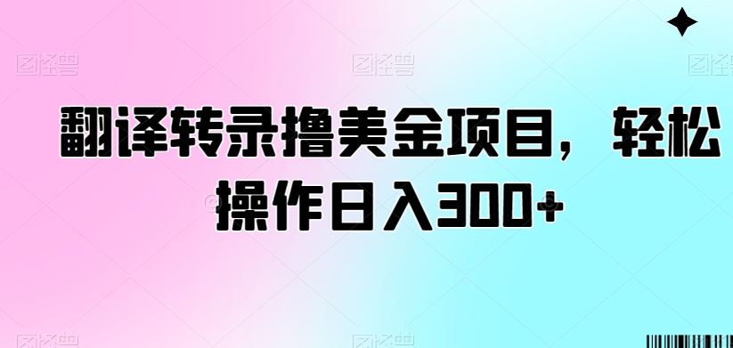 翻译转录撸美金项目,轻松操作日入300+【揭秘】-第一资源库
