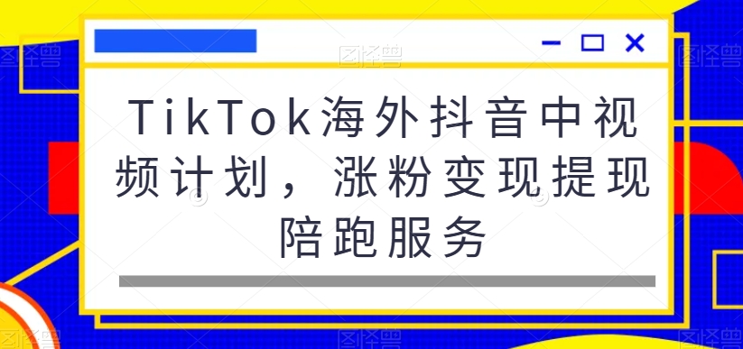TikTok海外抖音中视频计划,涨粉变现提现陪跑服务-第一资源库