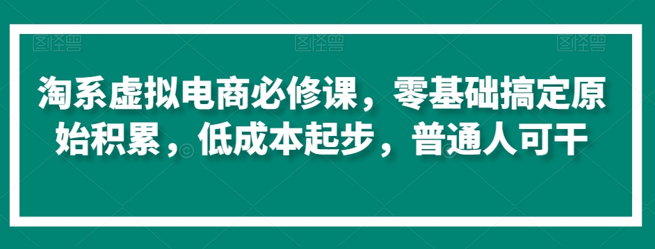 淘系虚拟电商必修课,零基础搞定原始积累,低成本起步,普通人可干-第一资源库