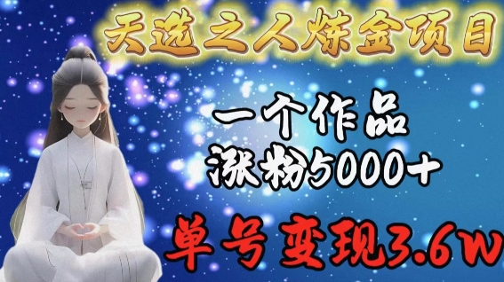 天选之人炼金项目,一个作品涨粉5000+,单号变现3.6w【揭秘】-第一资源库
