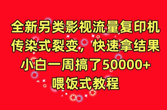 全新另类影视流量复印机,传染式裂变,快速拿结果,小白一周搞了50000+,喂饭式教程【揭秘】-第一资源库