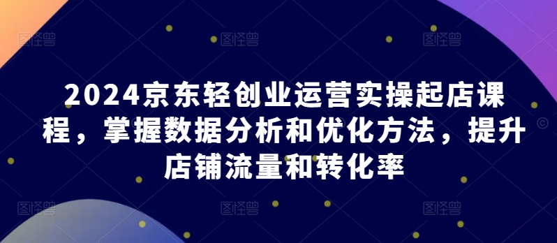 2024京东轻创业运营实操起店课程,掌握数据分析和优化方法,提升店铺流量和转化率-第一资源库