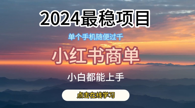 2024最稳蓝海项目，小红书商单项目，没有之一【揭秘】-第一资源库