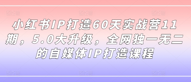 小红书IP打造60天实战营11期，5.0大升级，全网独一无二的自媒体IP打造课程-第一资源库