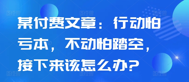 某付费文章:行动怕亏本,不动怕踏空,接下来该怎么办?-第一资源库