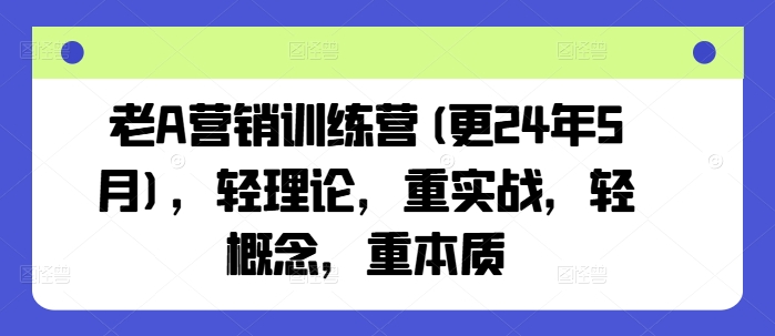 老A营销训练营(更24年10月),轻理论,重实战,轻概念,重本质-第一资源库