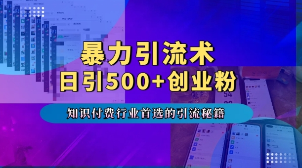 暴力引流术,专业知识付费行业首选的引流秘籍,一天暴流500+创业粉,五个手机流量接不完!-第一资源库