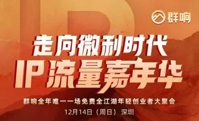 2025ip嘉年华万人12月14深圳线下课，走向微利时代，IP流量嘉年华，实操性极强的商业干货课-第一资源库