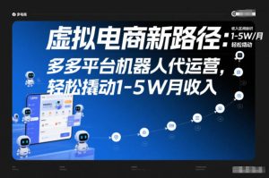 虚拟电商新路径：多多平台机器人代运营，轻松撬动1-5W月收入【揭秘】-第一资源库