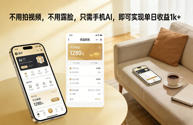 不用拍视频，不用露脸，只需手机AI，即可实现单日收益1k+【揭秘】-第一资源库