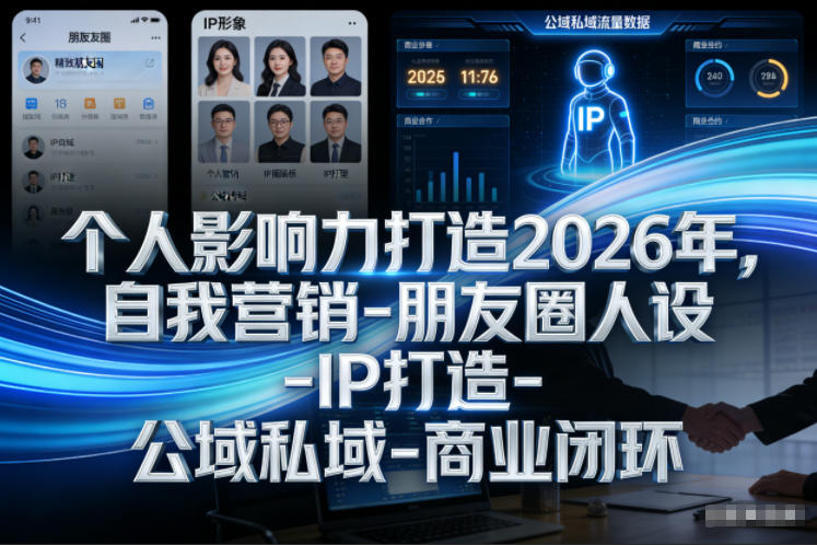 个人影响力打造2026年，自我营销-朋友圈人设-IP打造-公域私域-商业闭环-第一资源库