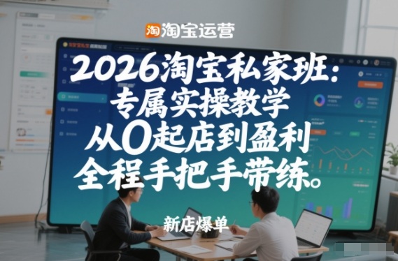 2026淘宝私家班：专属实操教学，从0起店到盈利，全程手把手带练-第一资源库