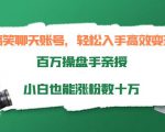 搞笑聊天账号,轻松入手高效变现,百万操盘手亲授,小白也能涨粉数十万-第一资源库