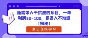 新需求大于供应的项目,一单利润50-100,很多人不知道【揭秘】-第一资源库