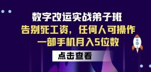 数字改运实战弟子班:告别死工资,任何人可操作,一部手机月入5位数-第一资源库