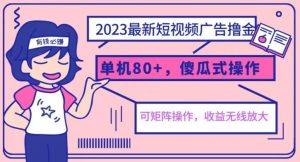 2023最新玩法短视频广告撸金,亲测单机收益80+,可矩阵,傻瓜式操作,小白可上手【揭秘】-第一资源库