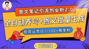 爱豆新媒:全自动养号+图文批量生成,日引500+创业粉(抖音小红书图文笔记2.0)-第一资源库