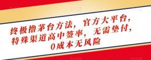 终极撸茅台方法,官方大平台,特殊渠道高中签率,无需垫付,0成本无风险【揭秘】-第一资源库