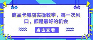 商品卡爆店实操教学,每一次风口,都是最好的机会-第一资源库