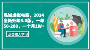 私域虚拟电商,2024全新升级3.0版,一单50-200,一个月1W+【揭秘】-第一资源库