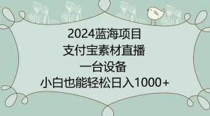 2024年蓝海项目,支付宝素材直播,无需出境,小白也能日入1000+ ,实操教程【揭秘】-第一资源库