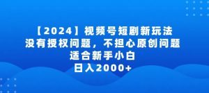 2024视频号短剧玩法,没有授权问题,不担心原创问题,适合新手小白,日入2000+【揭秘】-第一资源库