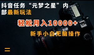 抖音任务“元梦之星”内部最新玩法,新手小白无脑操作,轻松月入10000+【揭秘】-第一资源库