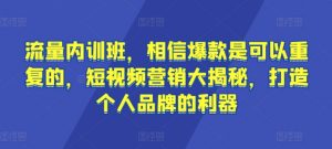 流量内训班,相信爆款是可以重复的,短视频营销大揭秘,打造个人品牌的利器-第一资源库