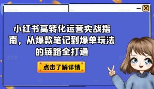 小红书高转化运营实战指南，从爆款笔记到爆单玩法的链路全打通-第一资源库