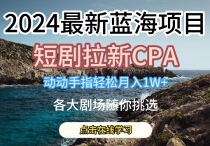 2024最新蓝海项日,短剧拉新CPA,动动手指轻松月入1W,全各大剧场随你挑选【揭秘】-第一资源库
