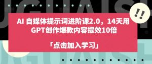 AI自媒体提示词进阶课2.0,14天用 GPT创作爆款内容提效10倍-第一资源库