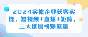 2024实体企业获客实操,短视频+直播+矩阵,三大维度引爆流量-第一资源库