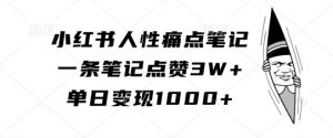 小红书人性痛点笔记,一条笔记点赞3W+,单日变现1k-第一资源库