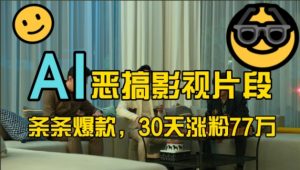 蓝海赛道，AI恶搞影视片段，条条爆款，30天涨粉77万，全流程拆解【揭秘】-第一资源库