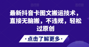 最新抖音卡图文搬运技术,直接无脑搬,不违规,轻松过原创-第一资源库