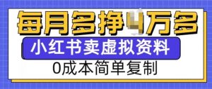小红书虚拟资料项目,0成本简单复制,每个月多挣1W【揭秘】-第一资源库