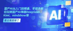 国产AI从入门到精通,手把手教你玩转国产AI神器DeepSeek,Kimi,mindshow等-第一资源库