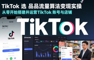TikTok选品流量算法变现实操，从零开始搭建并运营TikTok账号与店铺-第一资源库