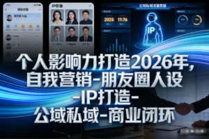 个人影响力打造2026年，自我营销-朋友圈人设-IP打造-公域私域-商业闭环-第一资源库
